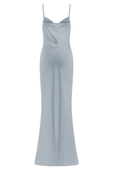 Lilly Sweetheart Satin Maxi Dress - Frosted Blue